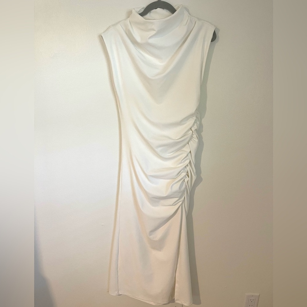 Anthropologie Cream Draped Midi Dress